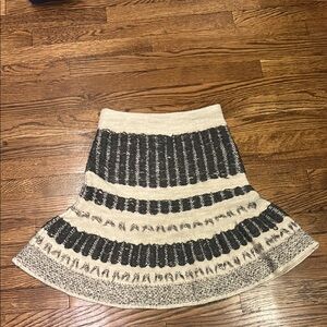 Sparrow Cream and Gray Sequin Embellished Mini Skirt